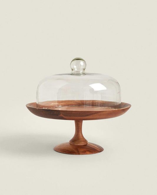 WOODEN CAKE DISH
