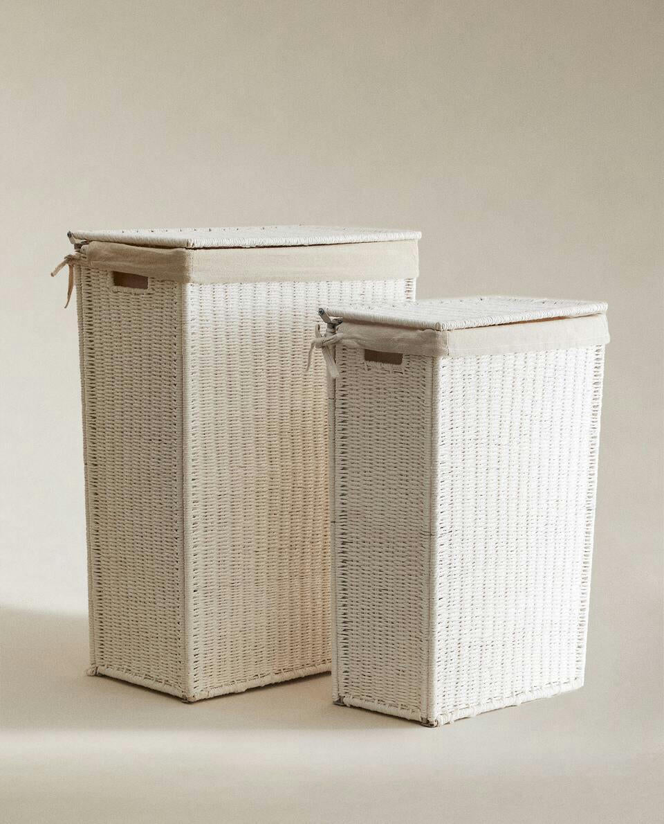 FABRIC-LINED LAUNDRY BASKET