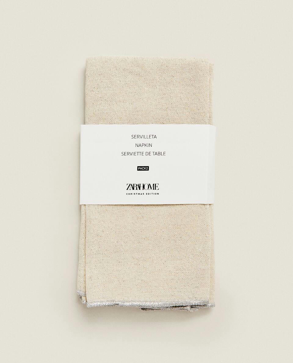 PACK OF GLITTERY COTTON CHRISTMAS NAPKINS (PACK OF 2)