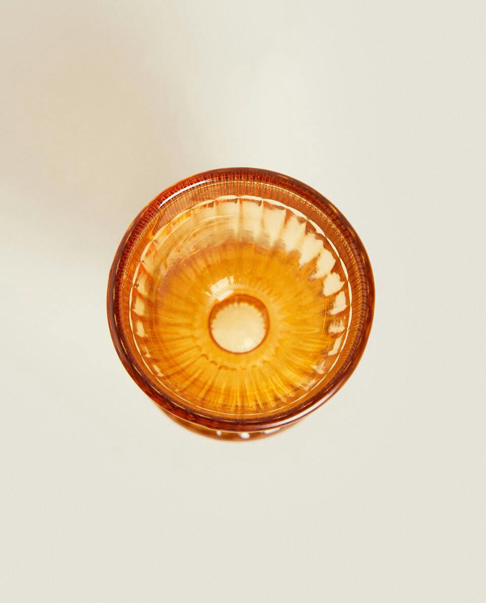 GLASS EGG CUP WITH RAISED DETAIL