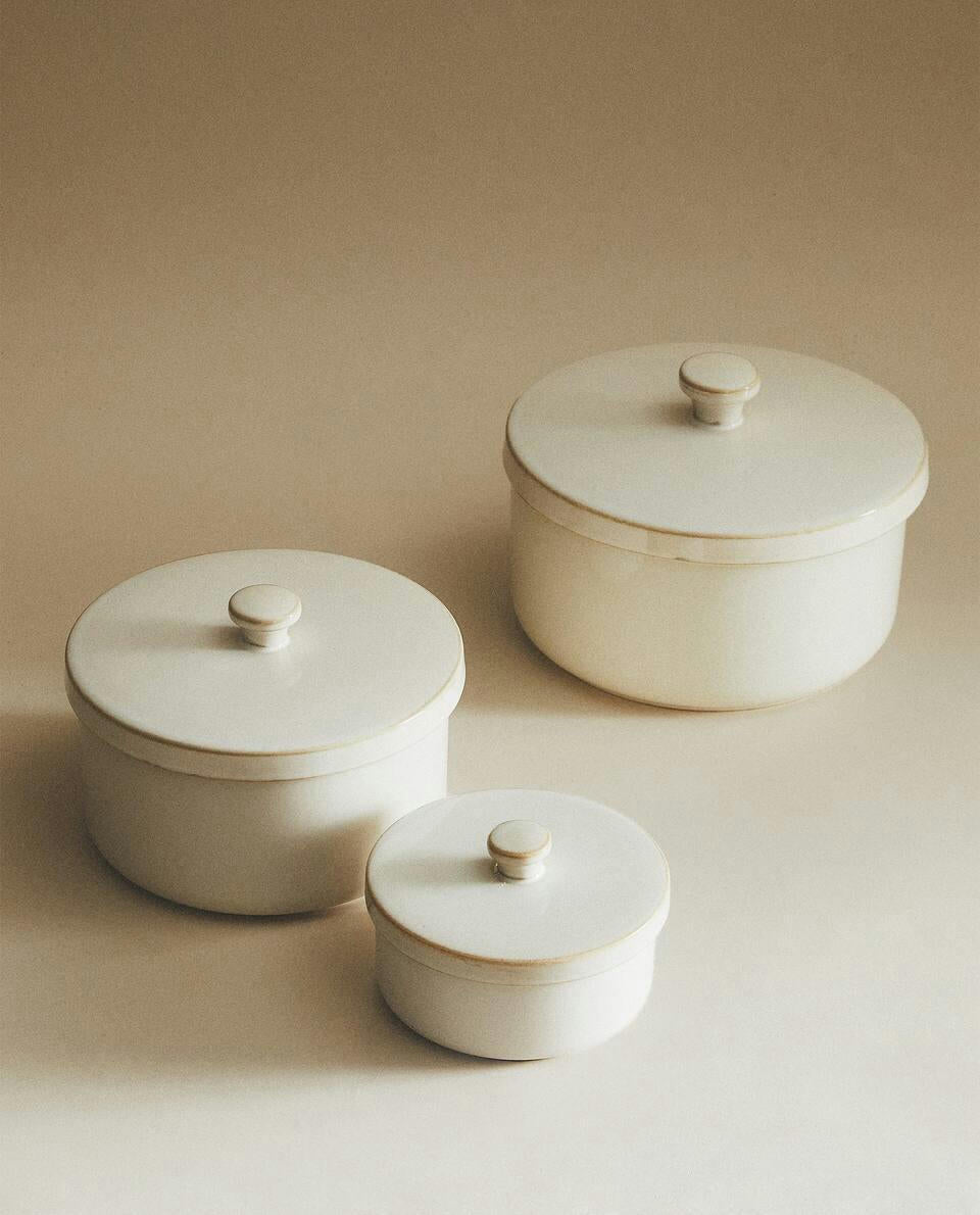 STONEWARE JAR WITH LID