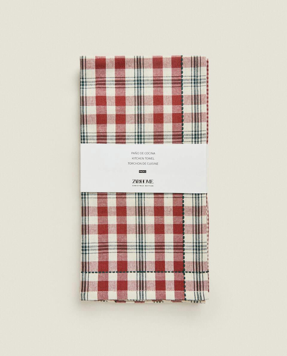 CHECK COTTON TEA TOWELS (PACK OF 2)