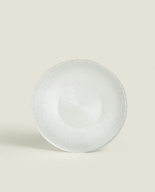 CHRISTMAS GLITTER GLASS DESSERT PLATE