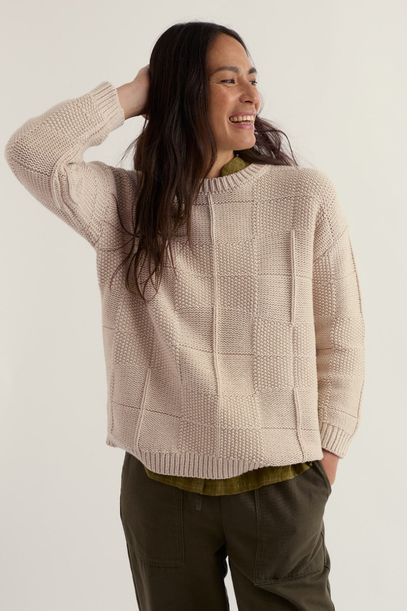 Hedge Rock Mixed Stitch Crew Neck Jumper