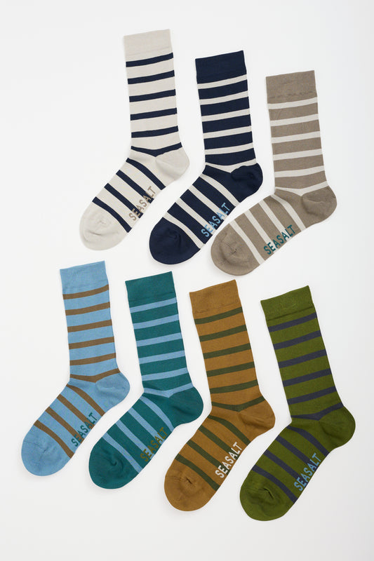 Gift Box of 7 Men's Striped Sailor Socks