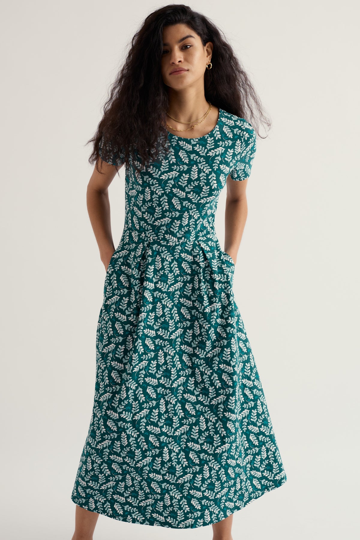 Veronica Short Sleeve Midi Dress in GOTS-Certified Organic Cotton
