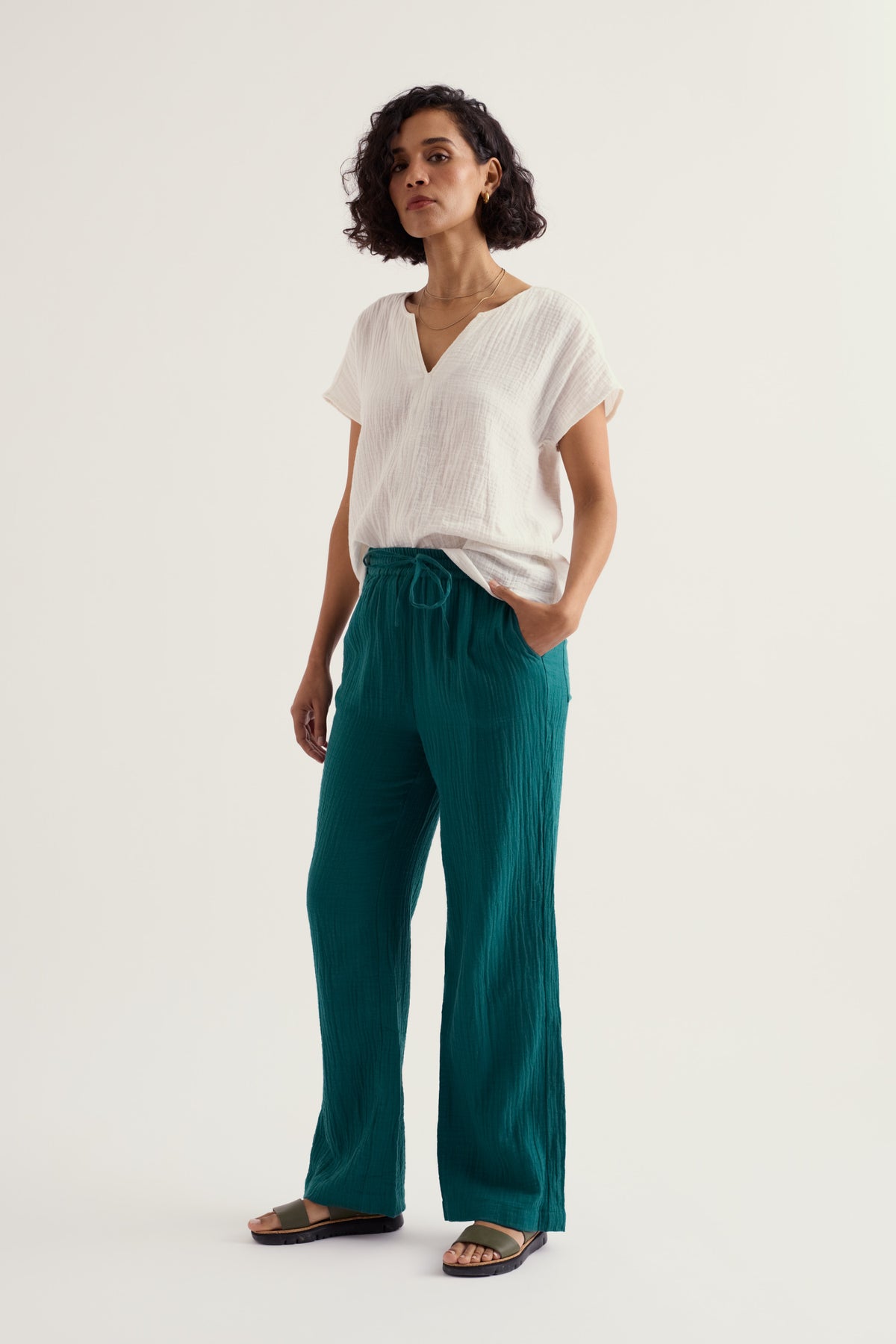 Tide Flow Wide Leg Organic Cotton Trousers