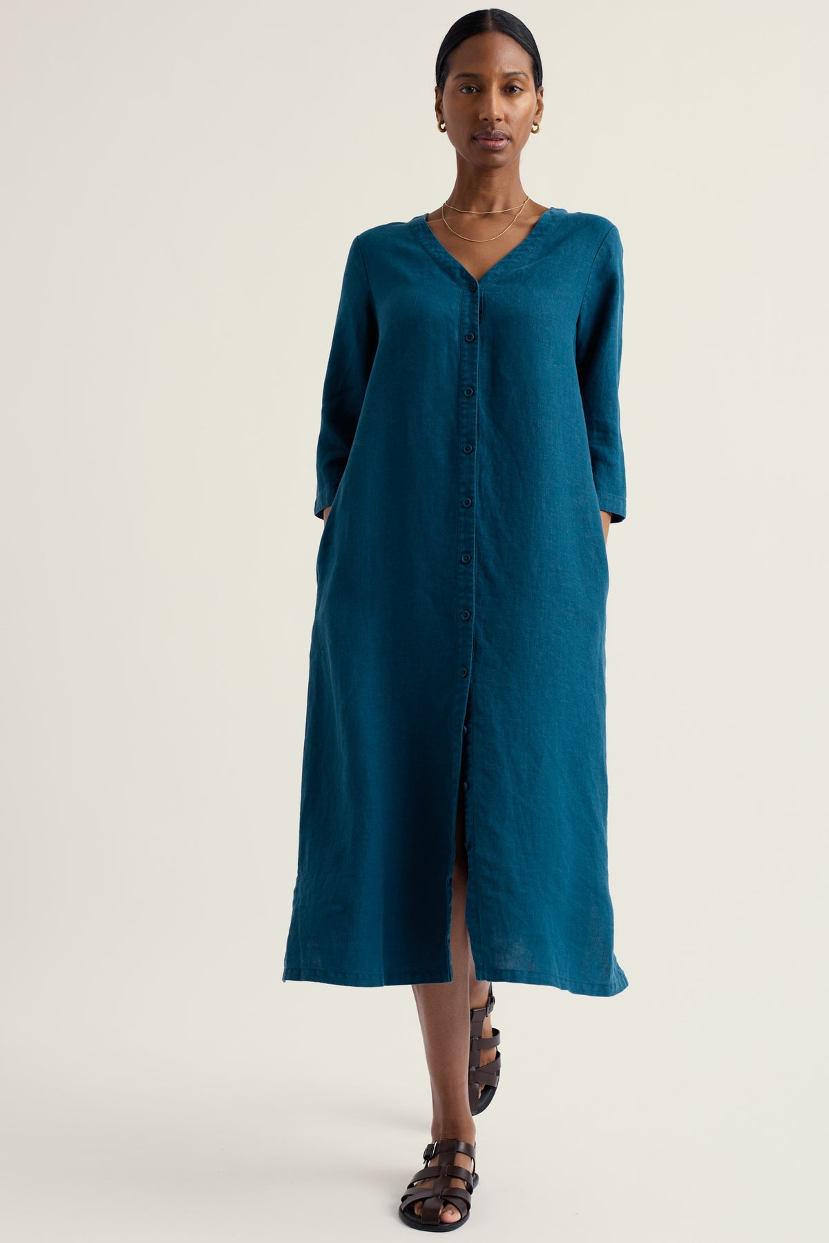 Word Posey Linen Shift Dress