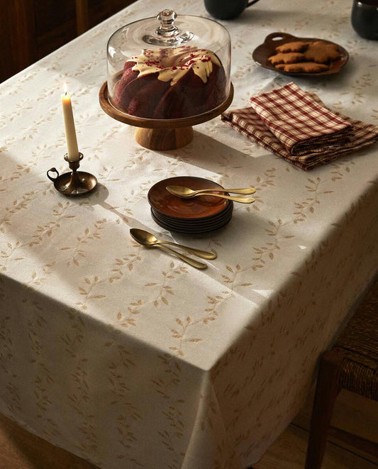 SPARKLY CHRISTMAS LEAF COTTON TABLECLOTH