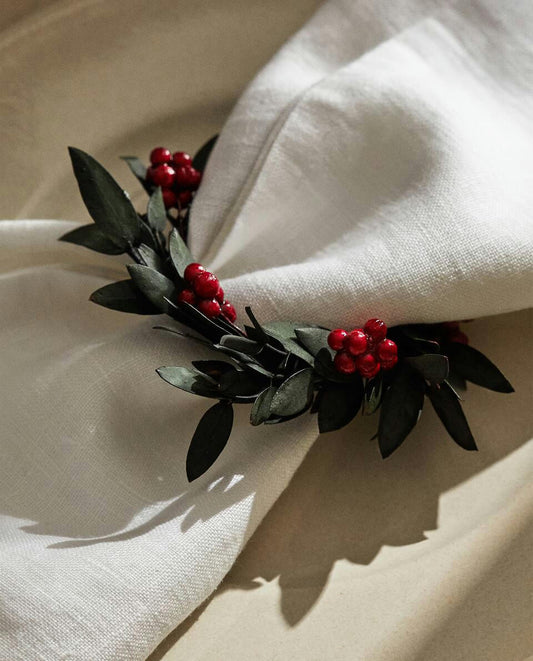 PACK OF CHRISTMAS HOLLY NAPKIN RINGS (PACK OF 4)