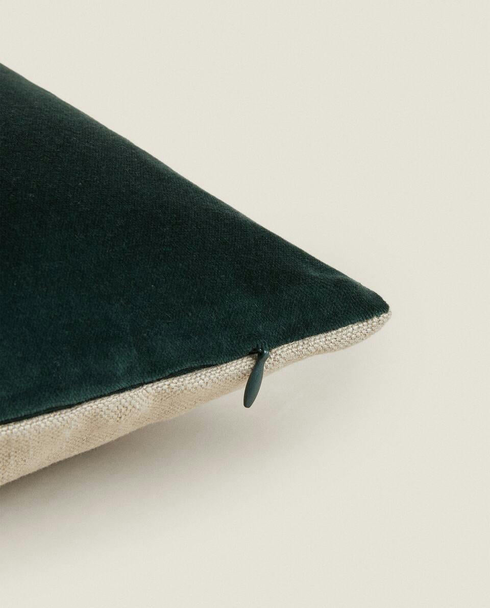 LINEN AND VELVET CUSHION COVER