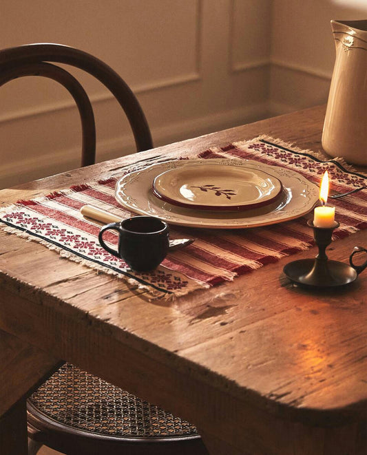 COTTON LINEN PLACEMAT WITH CHRISTMAS STRIPES