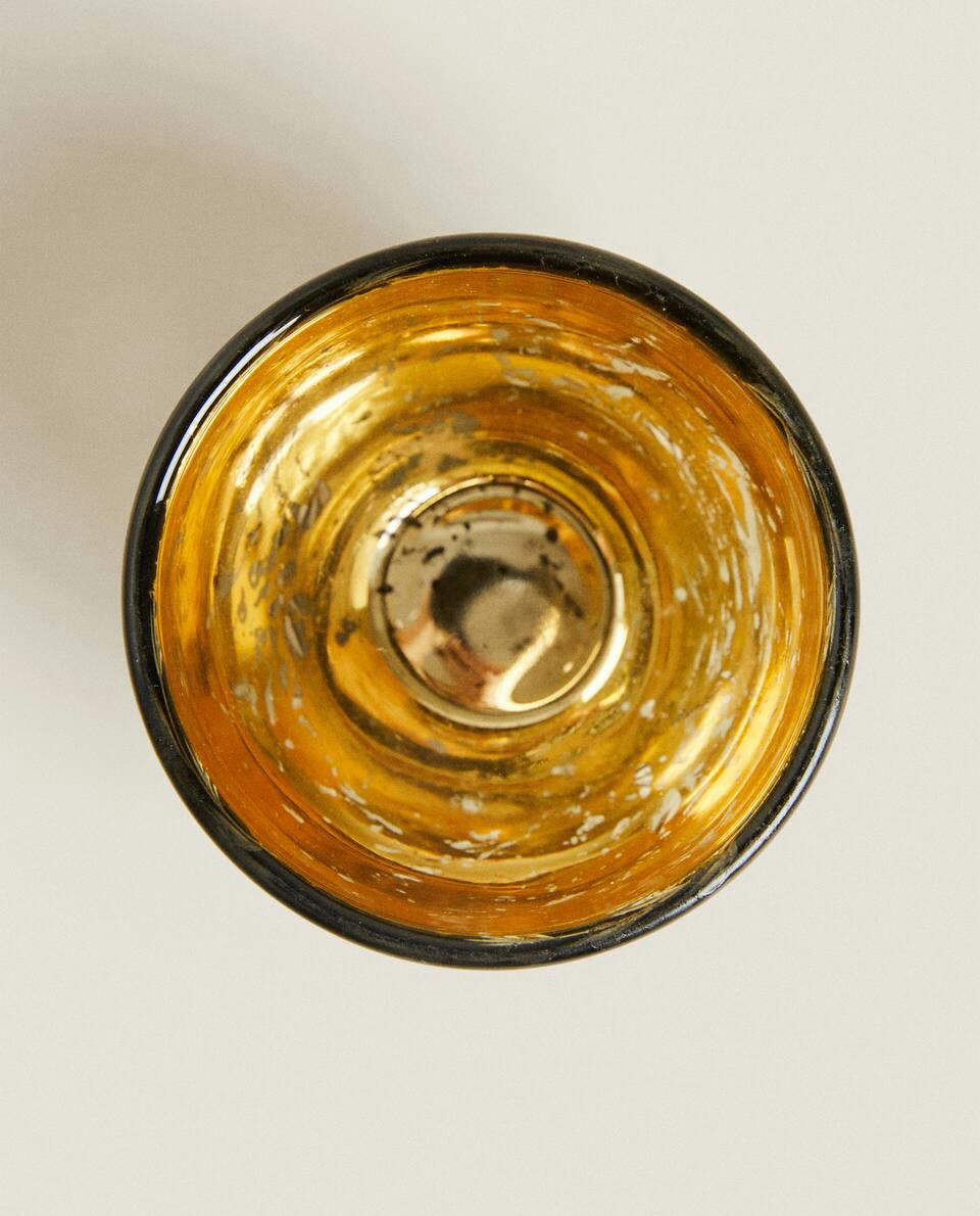 SMALL CHRISTMAS MERCURISED GLASS TEALIGHT HOLDER