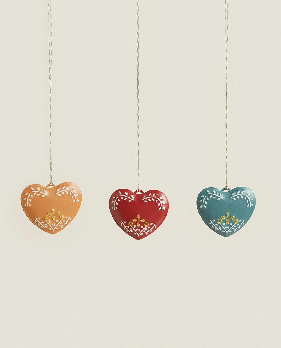 PACK OF METAL CHRISTMAS HEART DECORATION (PACK OF 6)