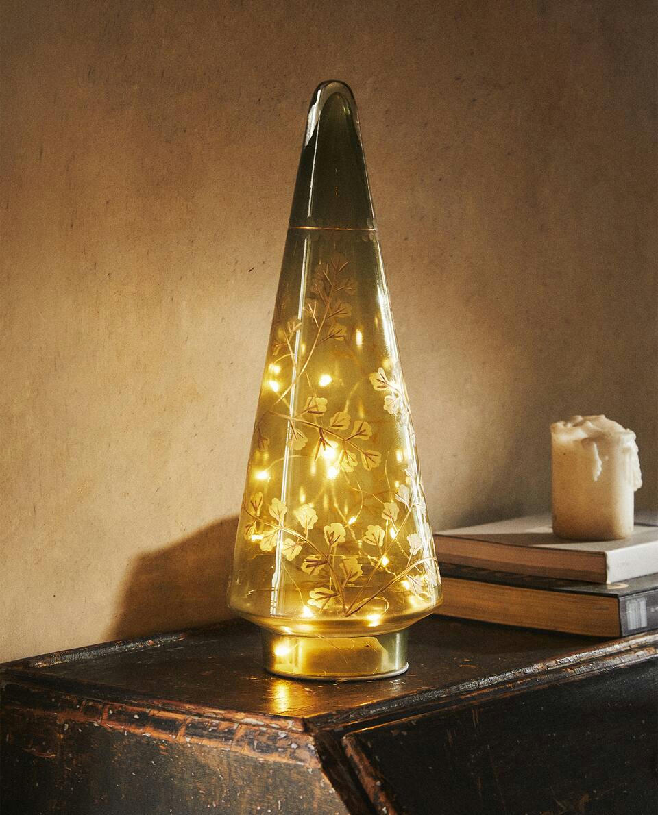 GLASS LED LIGHT CHRISTMAS TREE DECORATION