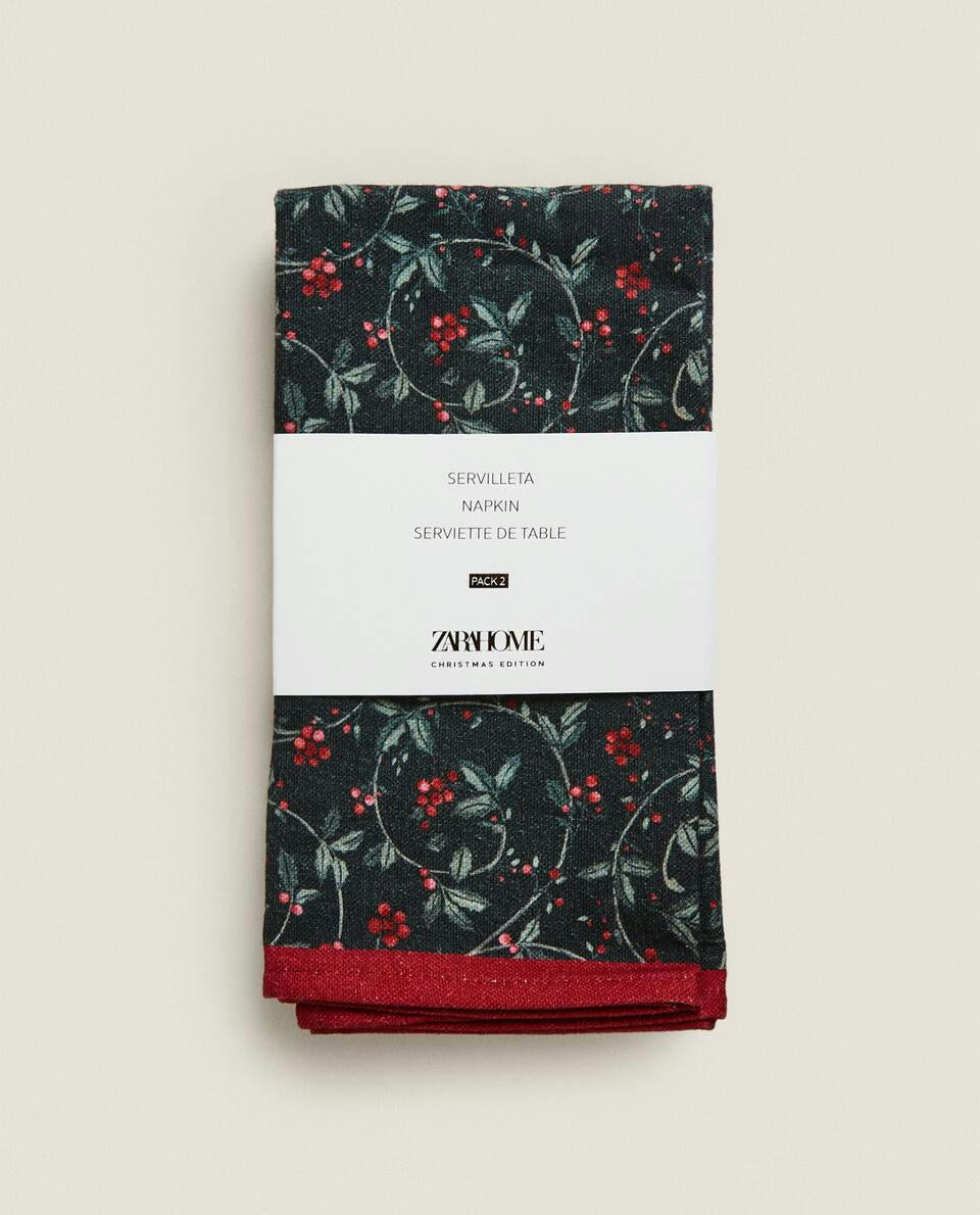 PACK OF COTTON CHRISTMAS VINE NAPKINS (PACK OF 2)