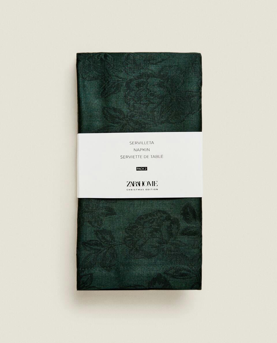 PACK OF CHRISTMAS FLORAL JACQUARD NAPKINS (PACK OF 2)
