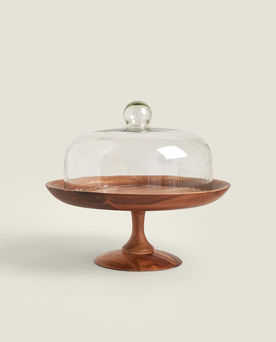 WOODEN CAKE DISH