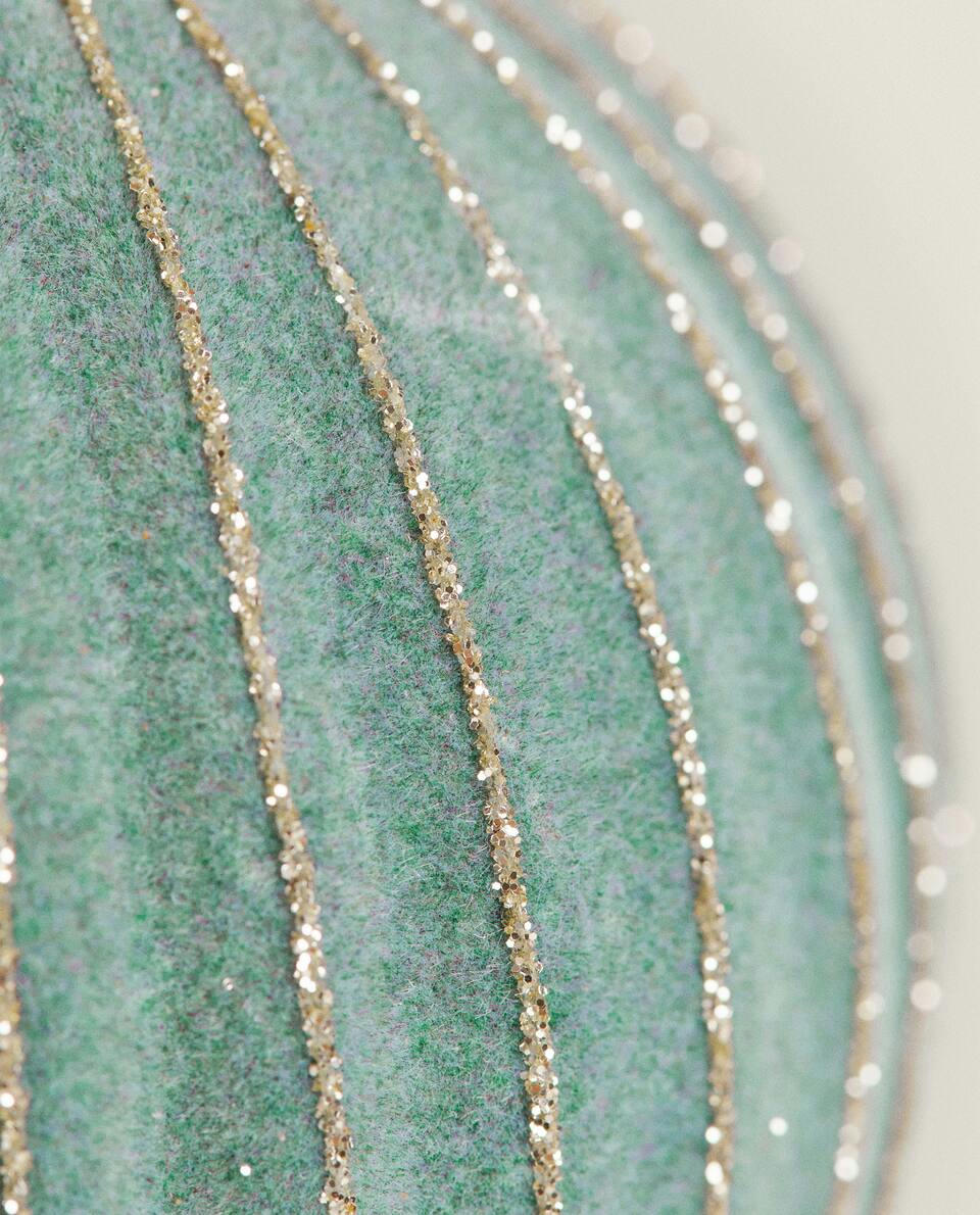 VELVET CHRISTMAS BAUBLE DECORATION WITH STRIPES