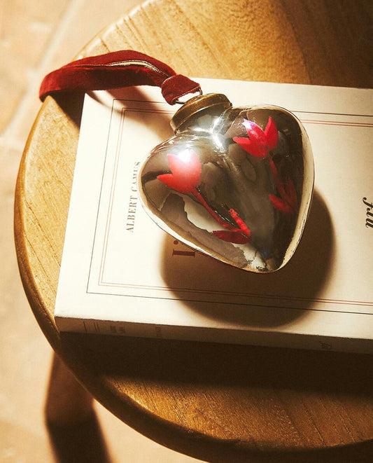 GLASS HEART CHRISTMAS DECORATION