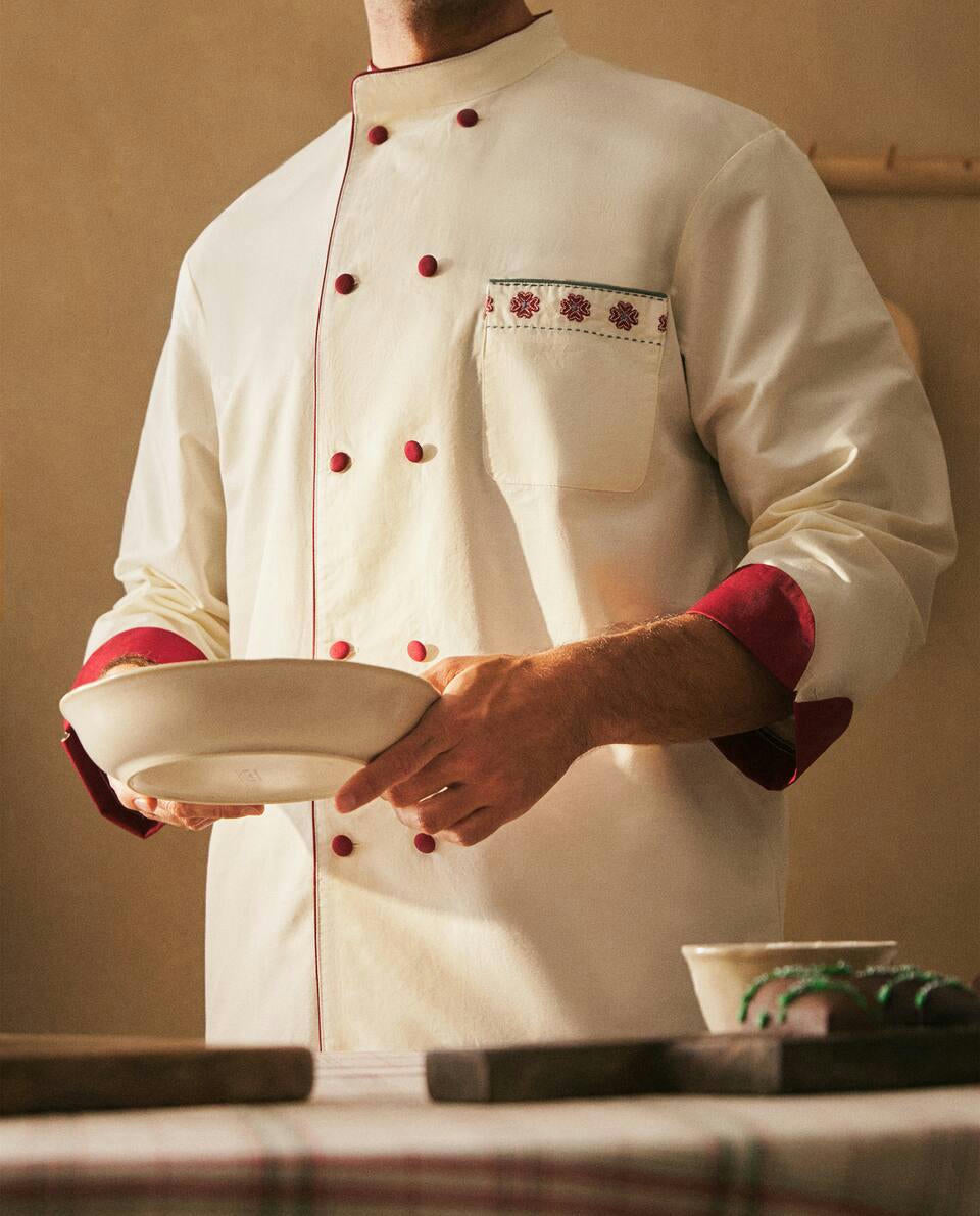 ADULT CHRISTMAS COTTON AND LINEN CHEF JACKET