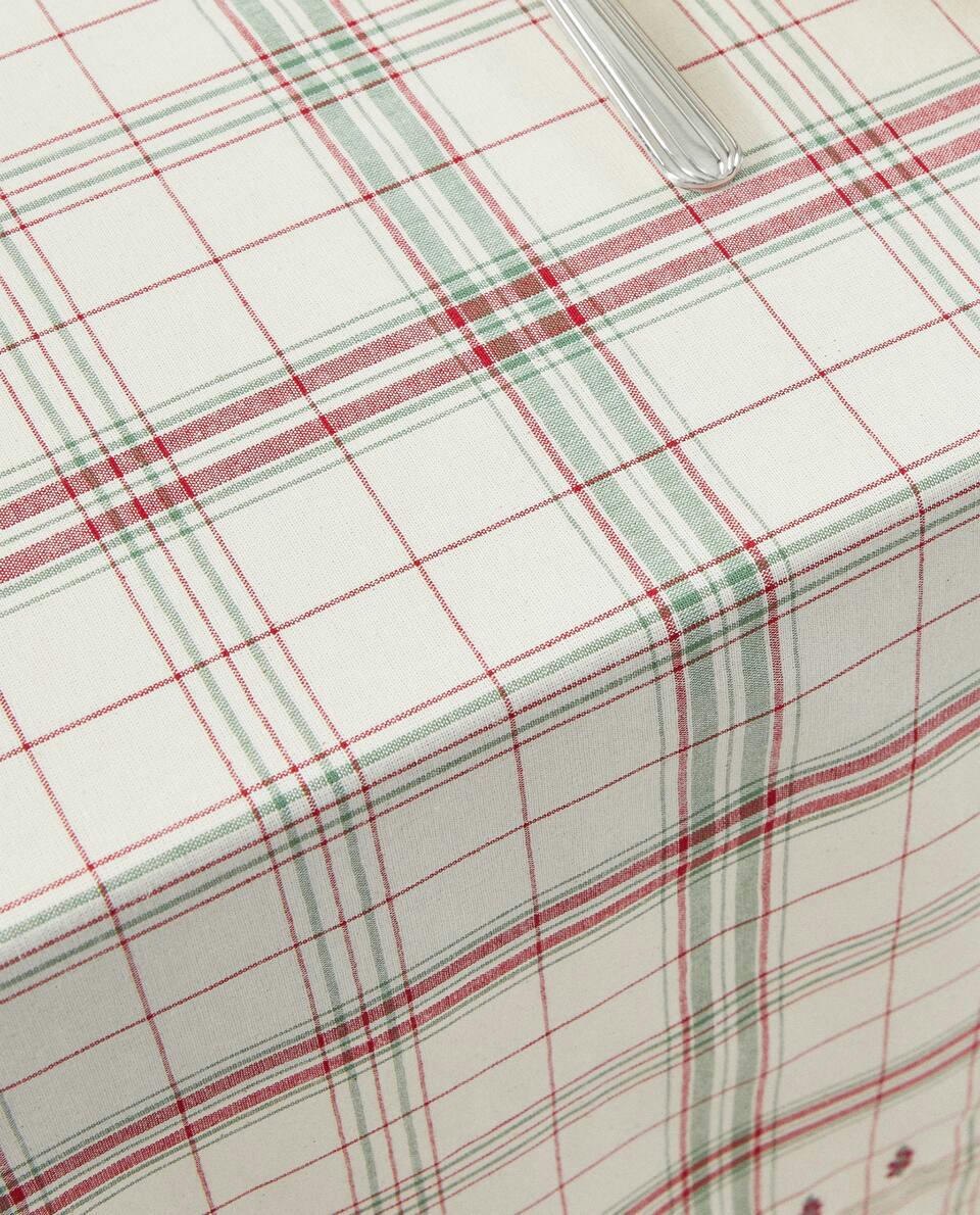 CHECKED COTTON TABLECLOTH WITH CHRISTMAS STRIPES