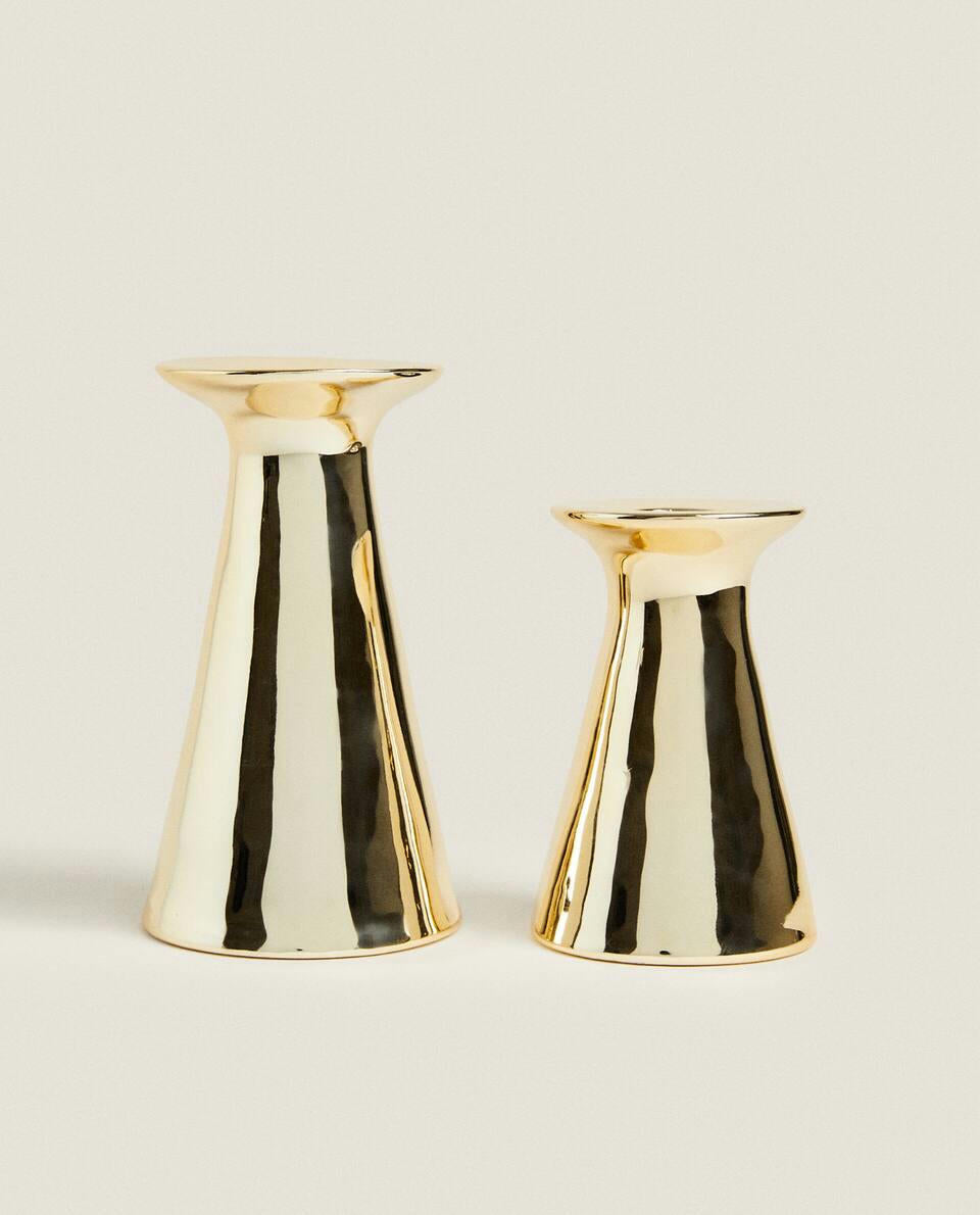 GEOMETRIC PORCELAIN CHRISTMAS CANDLESTICK