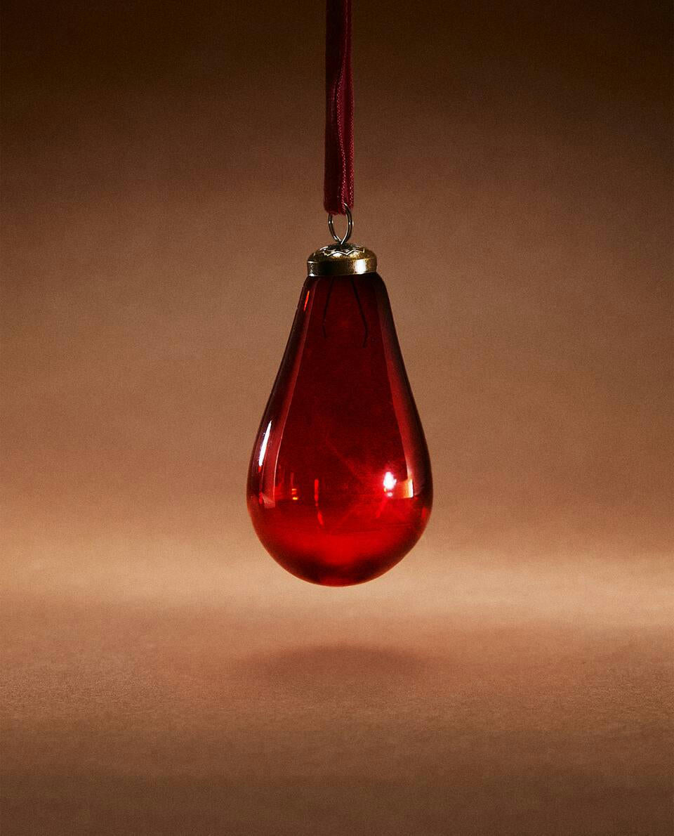 GLASS PEAR CHRISTMAS DECORATION