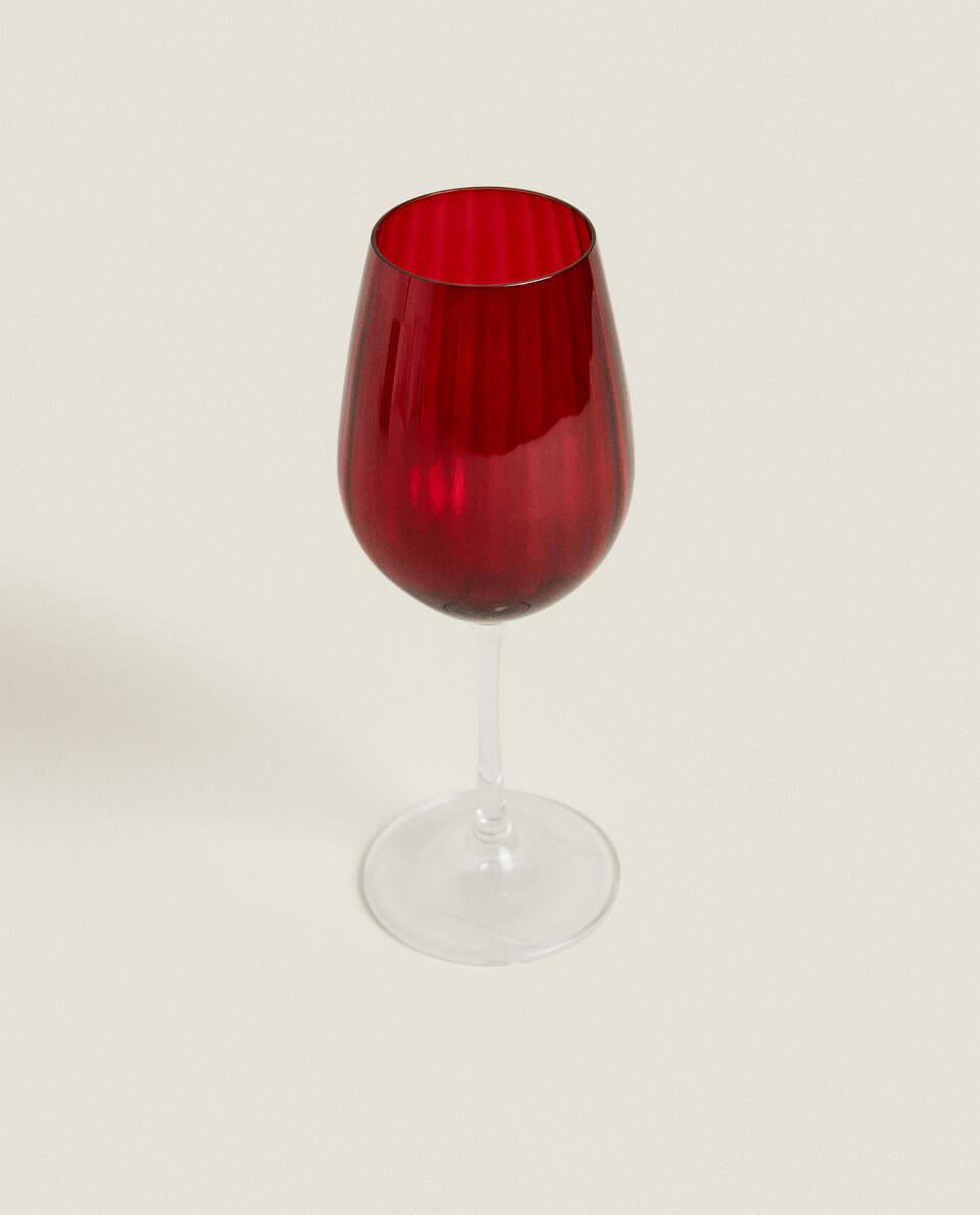 CHRISTMAS CRYSTALLINE COLOURED FLUTE GLASS