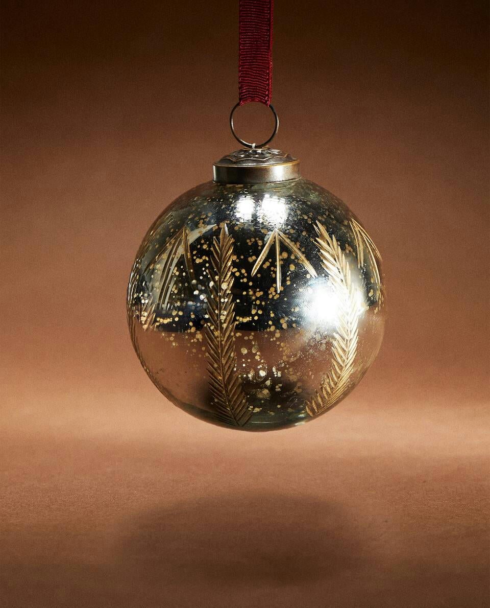 SHINY GLASS CHRISTMAS BAUBLE DECORATION