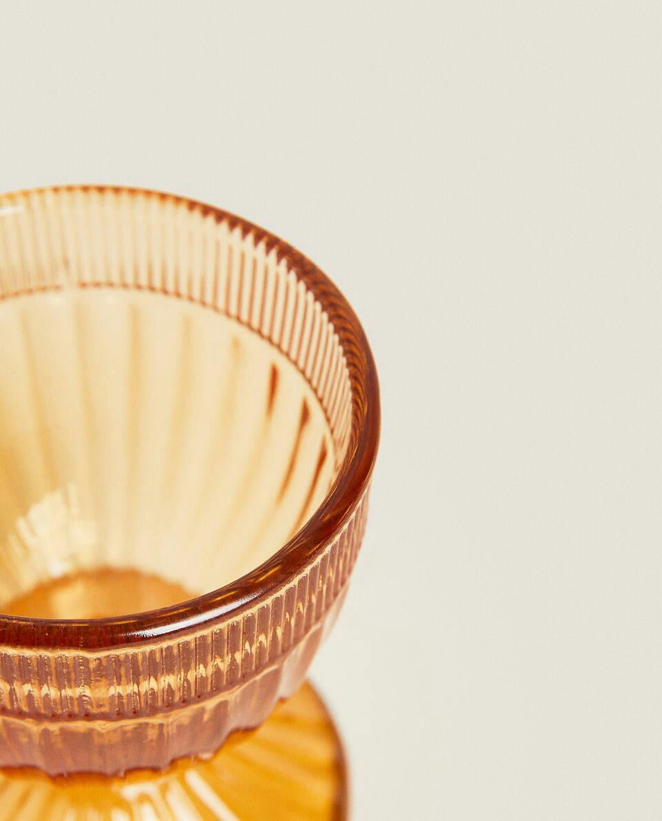 GLASS EGG CUP WITH RAISED DETAIL