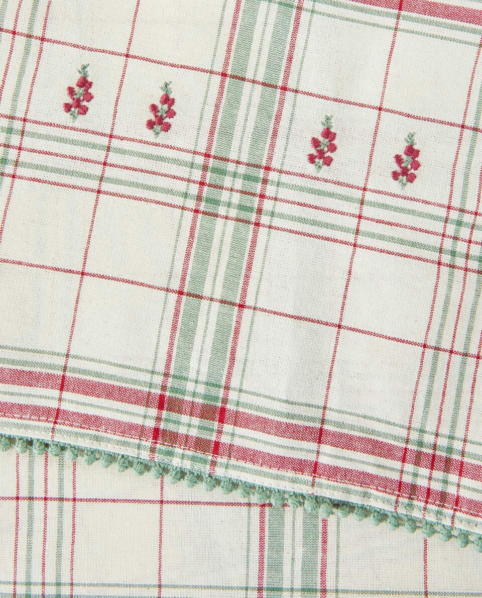 CHECKED COTTON TABLECLOTH WITH CHRISTMAS STRIPES