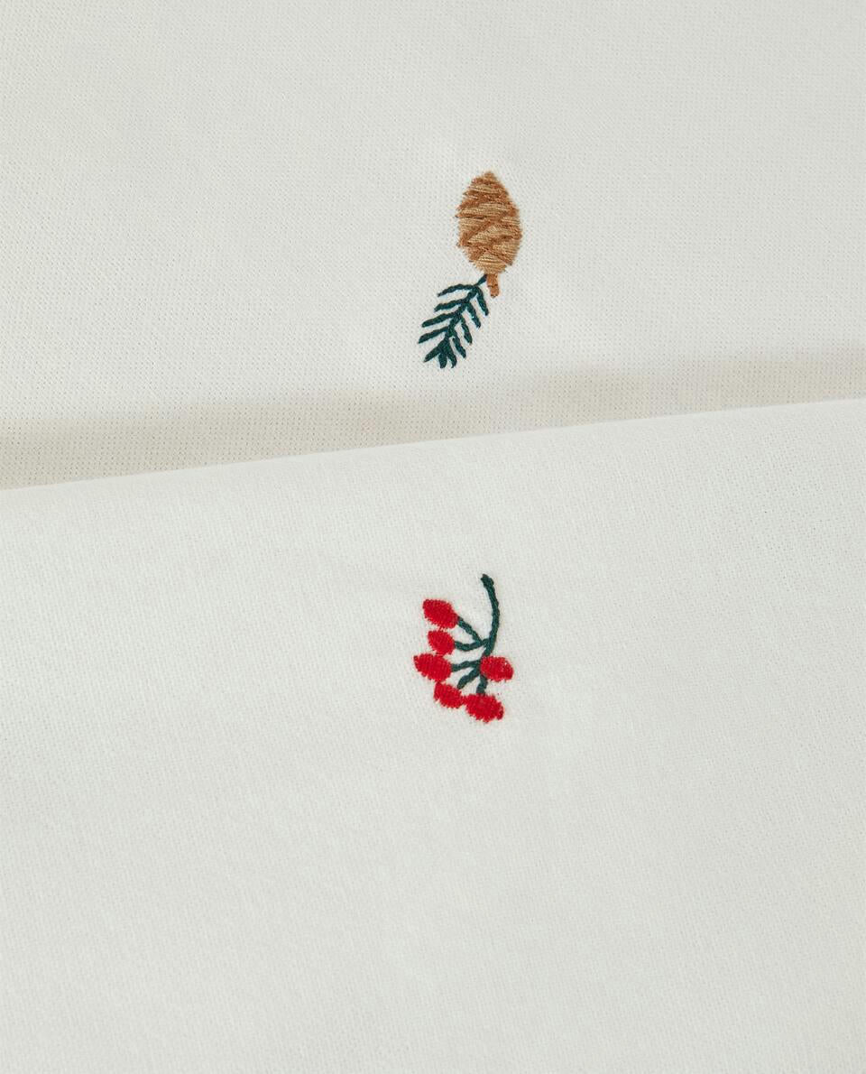 COTTON TABLECLOTH WITH CHRISTMAS BRANCH EMBROIDERY