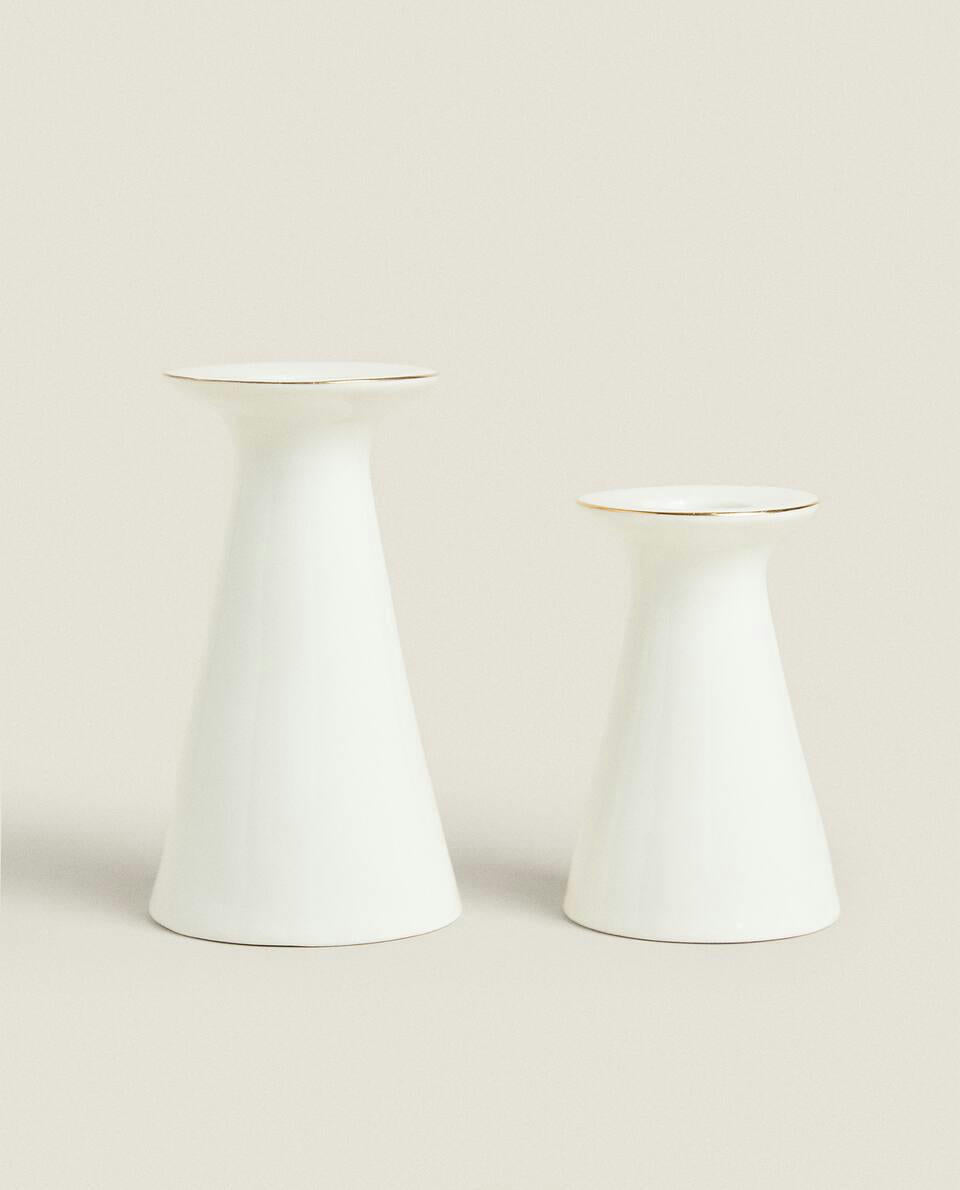 GEOMETRIC PORCELAIN CHRISTMAS CANDLESTICK