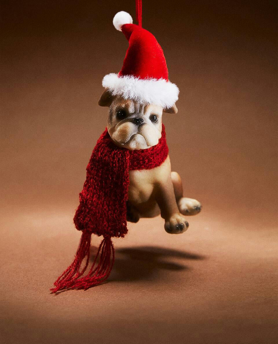 BULLDOG RESIN CHRISTMAS DECORATION