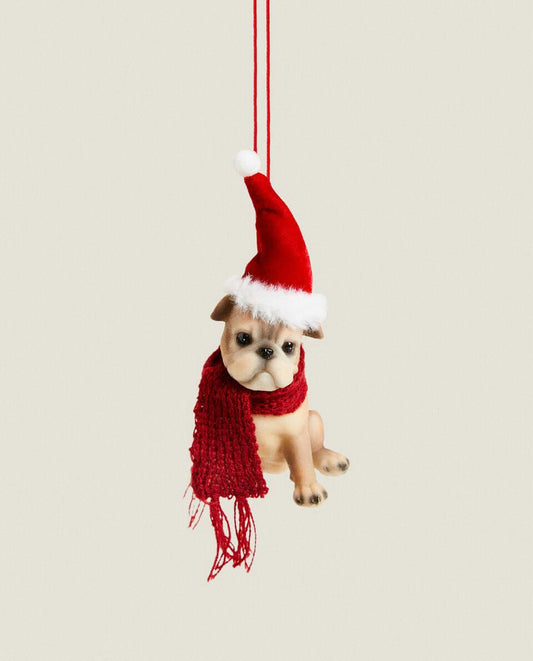 BULLDOG RESIN CHRISTMAS DECORATION
