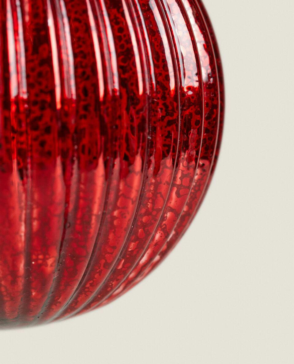 GLASS CHRISTMAS BAUBLE DECORATION WITH STRIPES