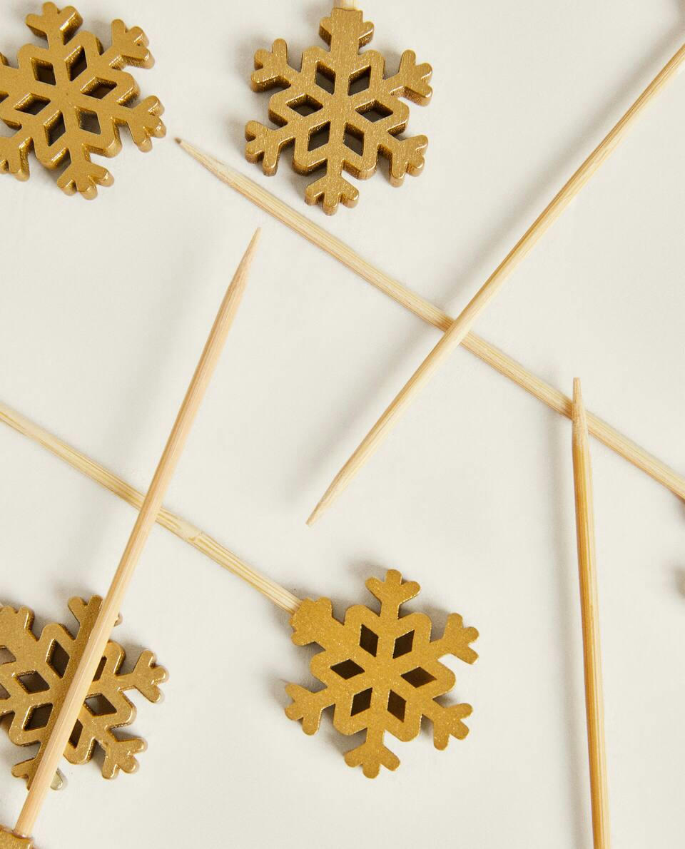 PACK OF CHRISTMAS SNOWFLAKES COCKTAIL PICKS (PACK OF 10)