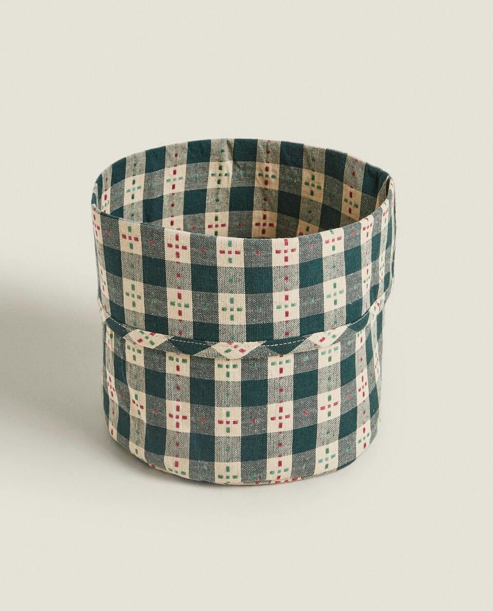 CHRISTMAS CHECK BREAD BASKET