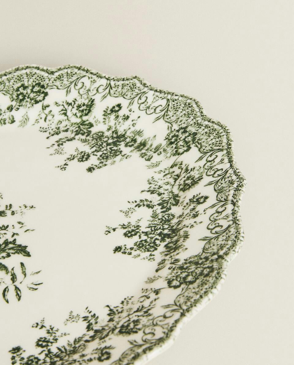 FLORAL EARTHENWARE SERVING DISH