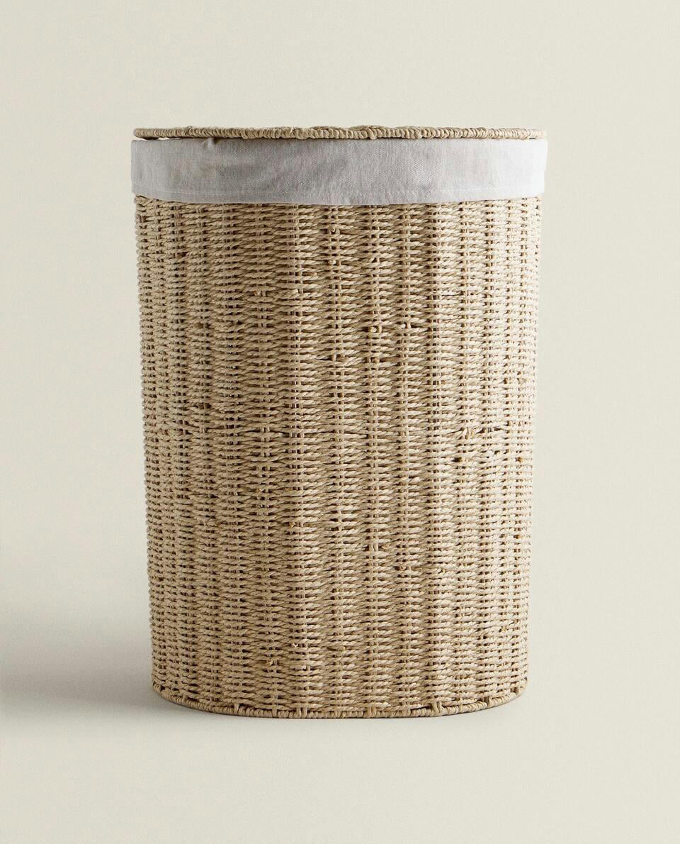 FABRIC-LINED LAUNDRY BASKET