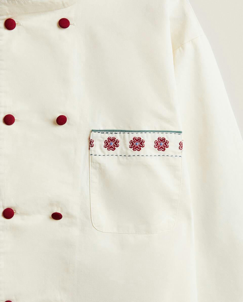 ADULT CHRISTMAS COTTON AND LINEN CHEF JACKET