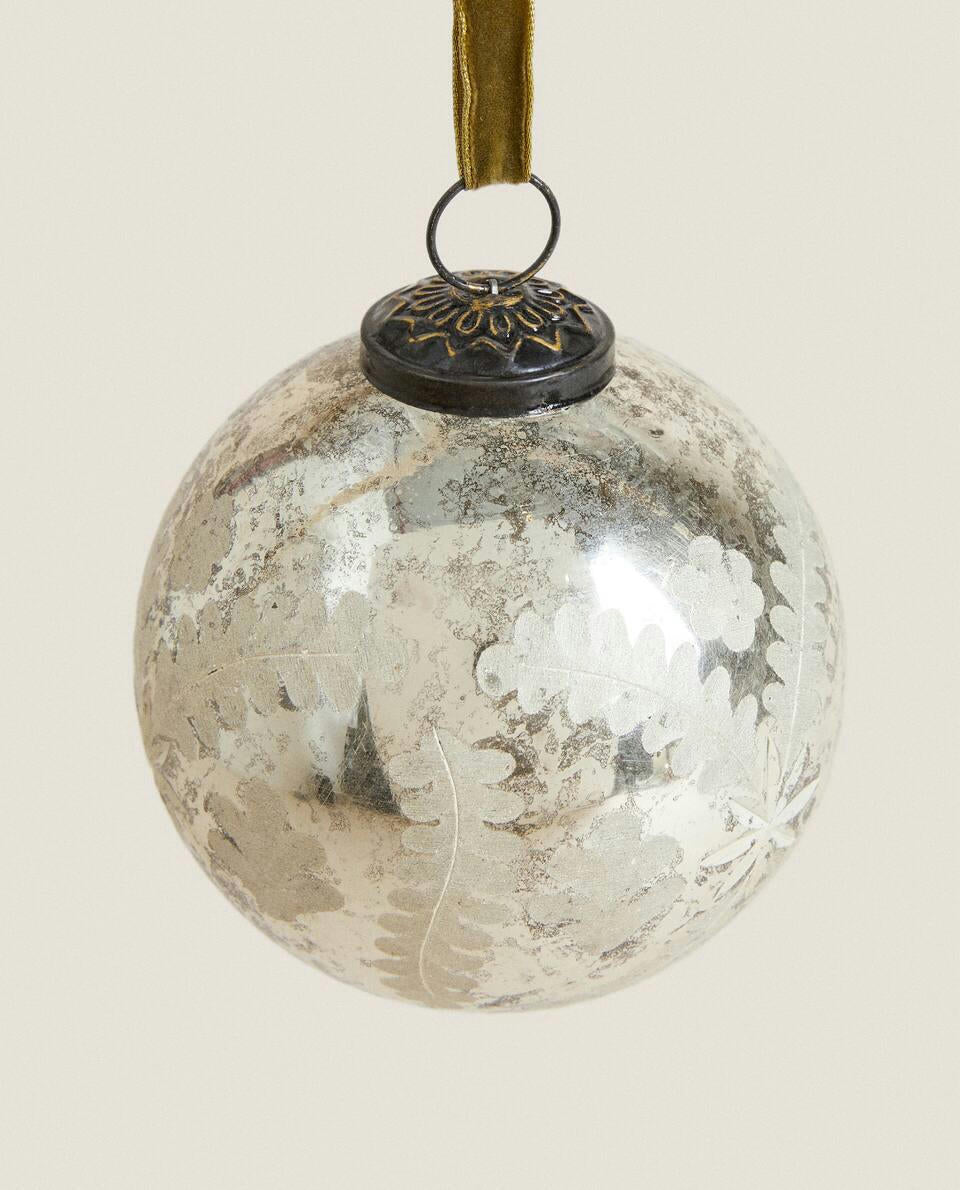 MERCURISED GLASS CHRISTMAS BAUBLE DECORATION