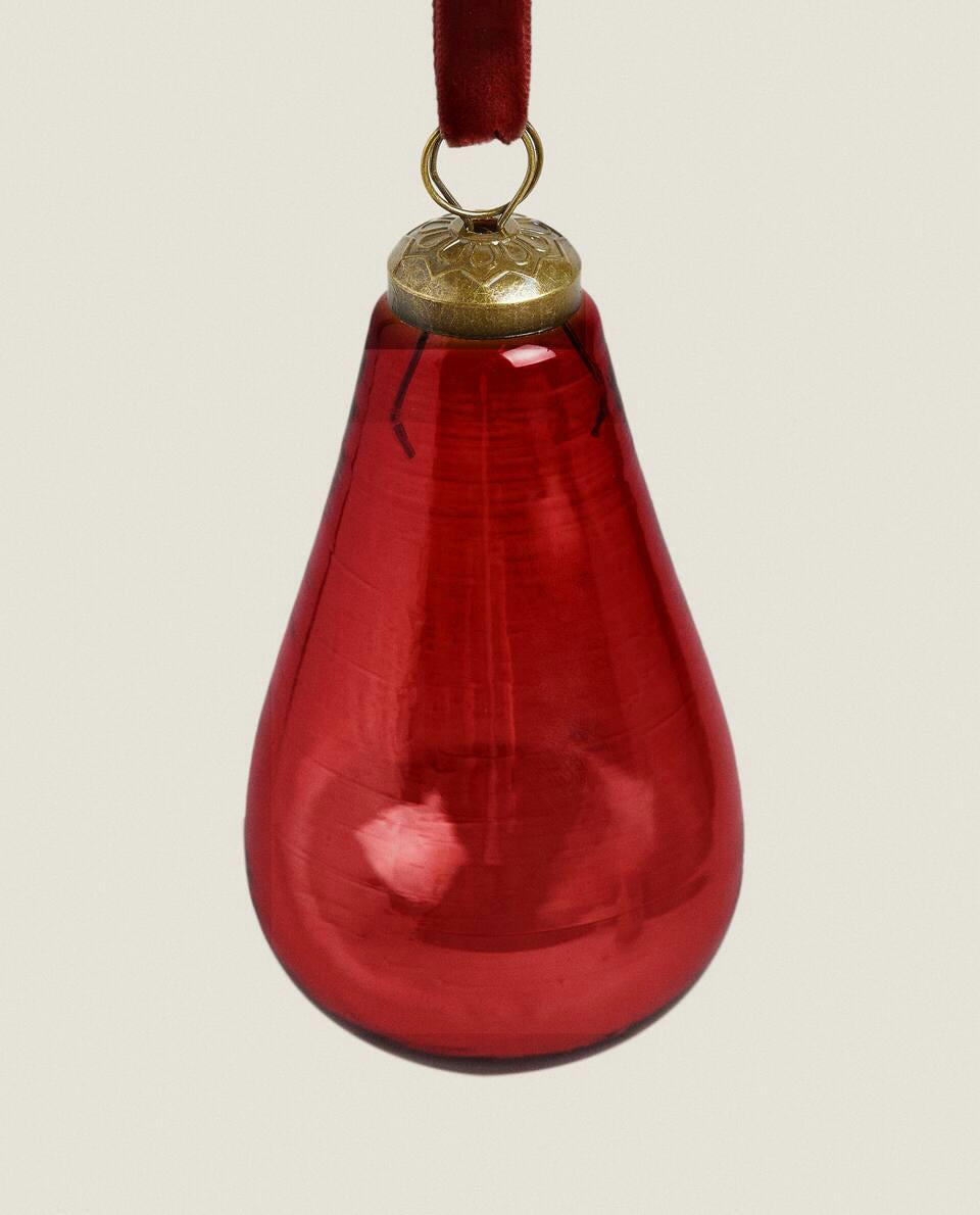 GLASS PEAR CHRISTMAS DECORATION
