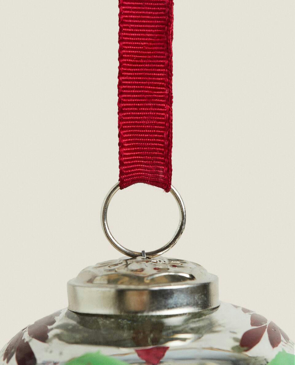 MERCURISED GLASS SPINNING TOP CHRISTMAS DECORATION