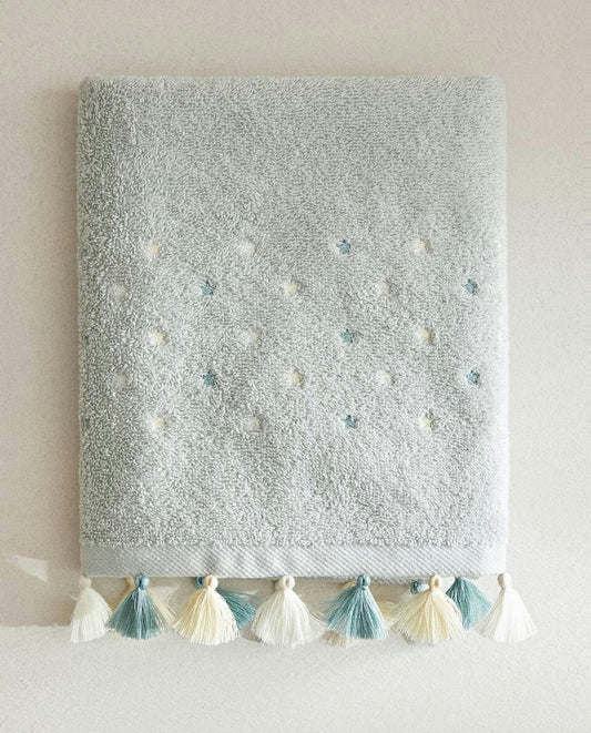 TOWEL WITH TASSELS AND STARS