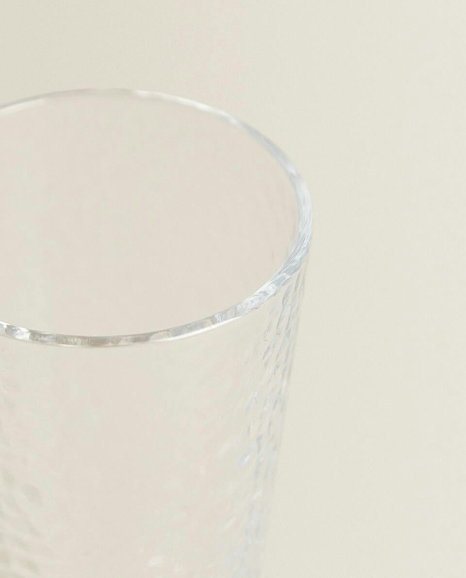 RAISED-DESIGN GLASS SOFT DRINK TUMBLER