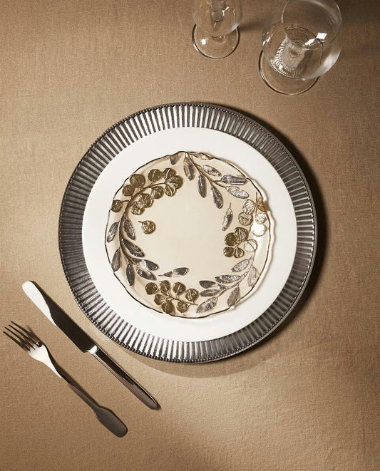 GOLD STRIPED CHRISTMAS SERVICE PLATE