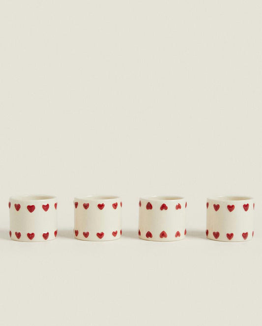 PACK OF CHRISTMAS CERAMIC HEARTS NAPKIN RINGS (PACK OF 4)