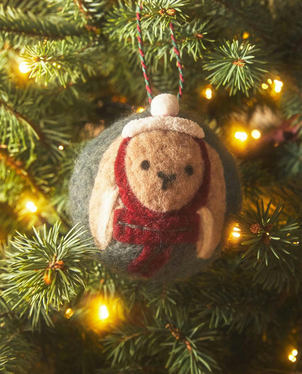 FELT BUNNY BAUBLE CHRISTMAS DECORATION